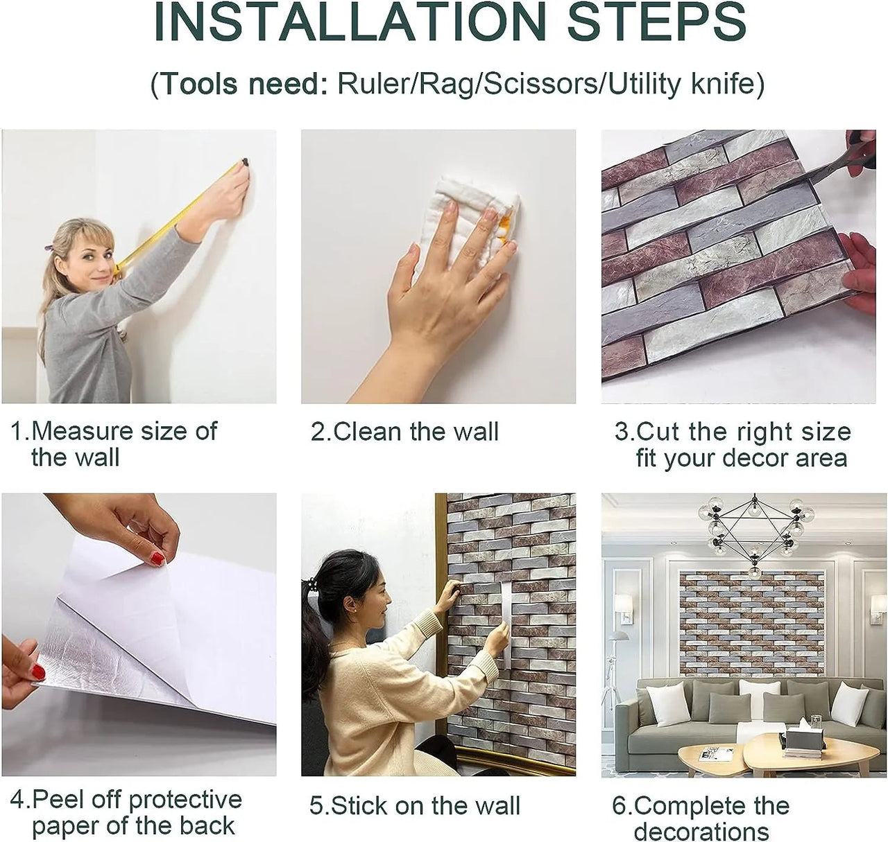3D Self-Adhesive Wall Tiles/12Pcs - LightsBetter