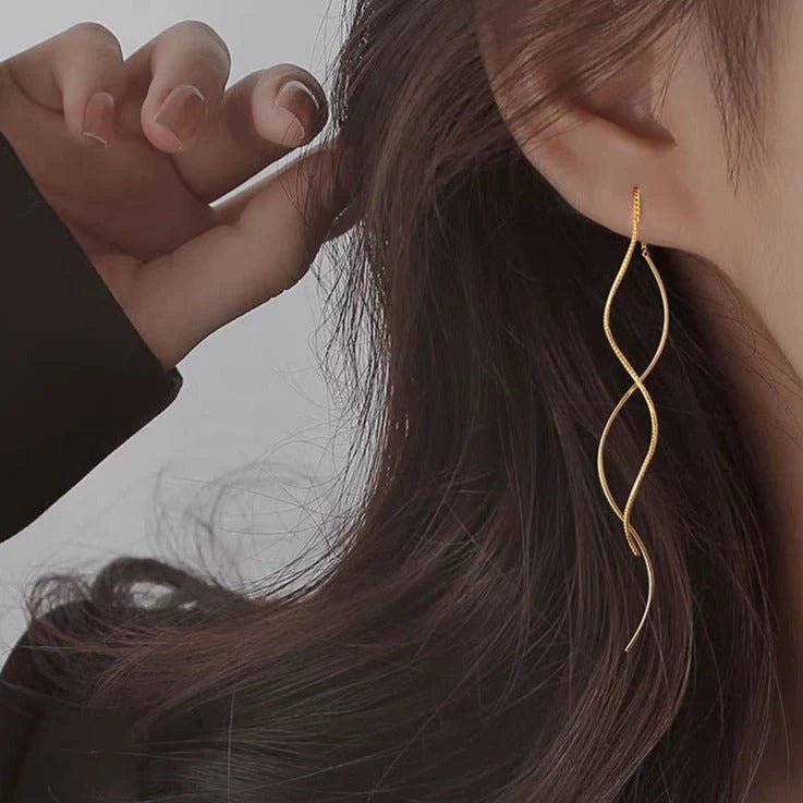 Wave Threader Earrings - LightsBetter