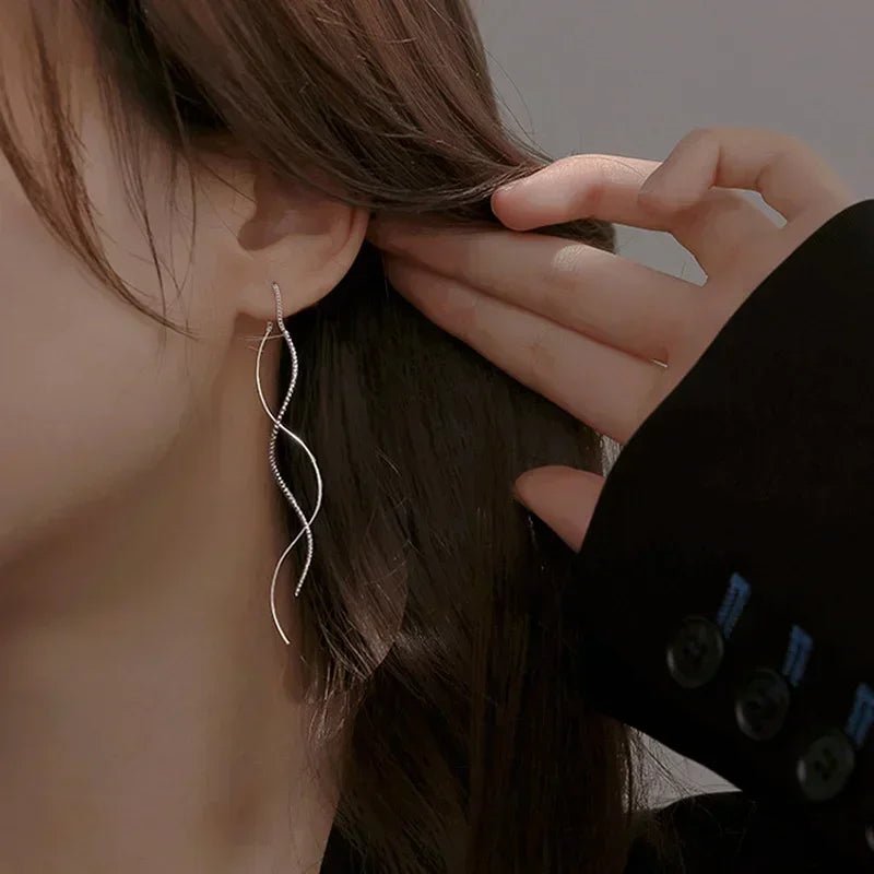 Wave Threader Earrings - LightsBetter