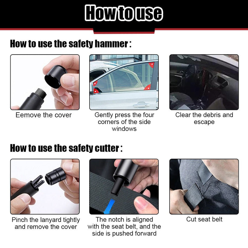 2in1 Car Safety Hammer - LightsBetter