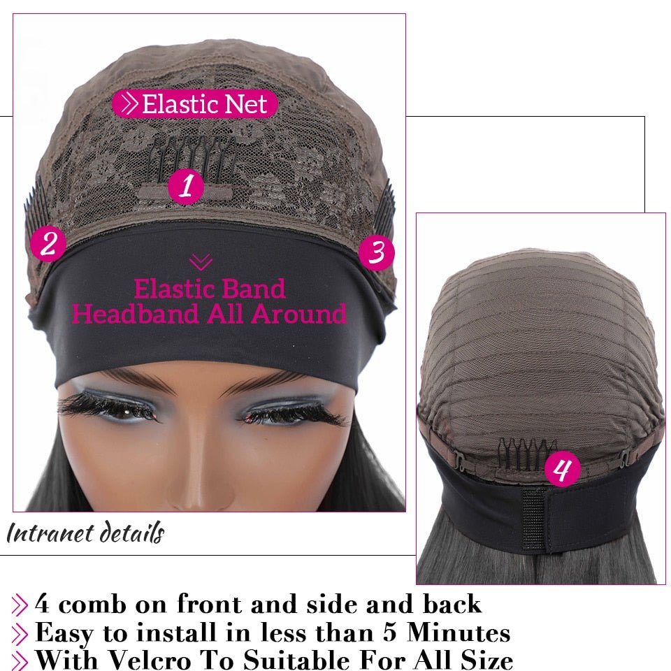 Deep Wave Headband Human Hair Wigs - LightsBetter