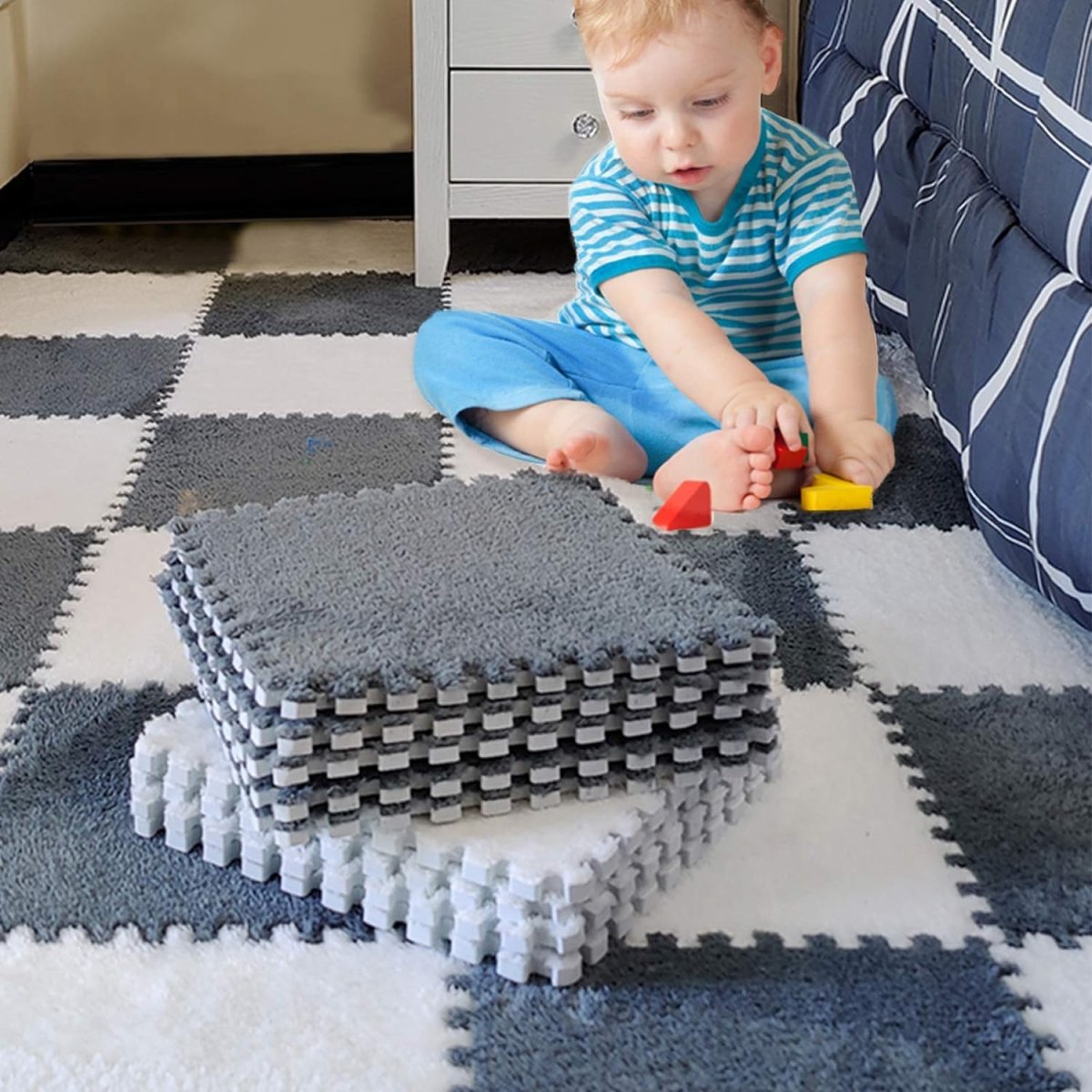 Fluffy Puzzle Floor Mat - LightsBetter