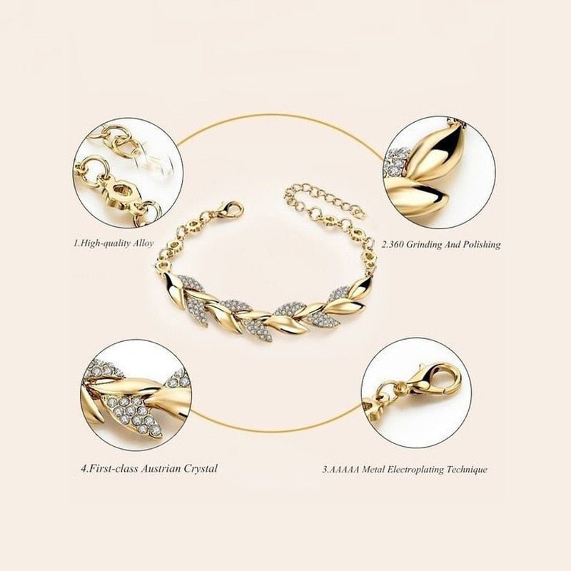 Leaves Crystal Bracelet - LightsBetter