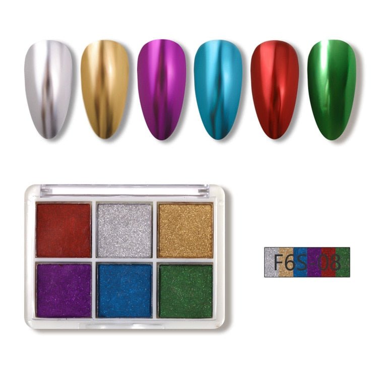 Mirror Nail Powder Glitter / 6 Colours - LightsBetter