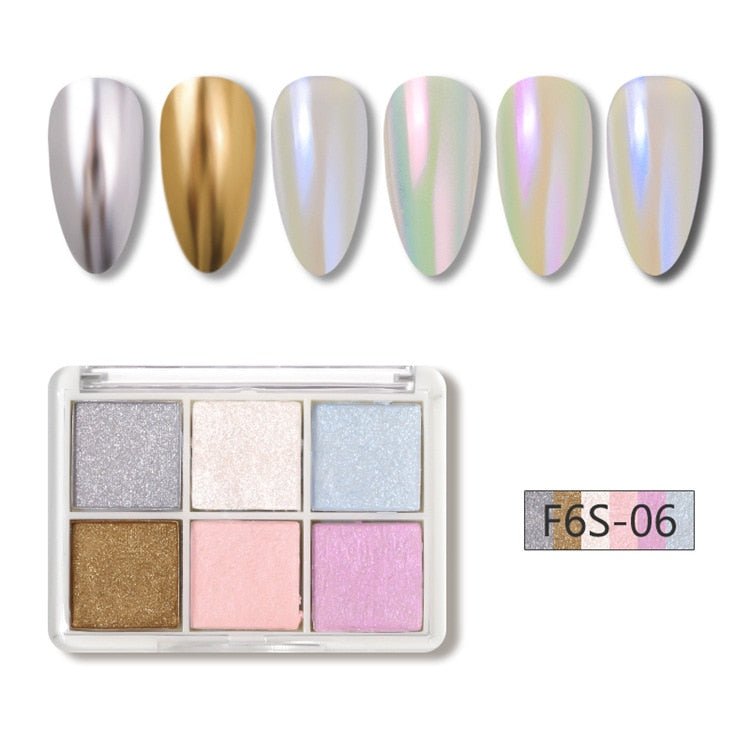 Mirror Nail Powder Glitter / 6 Colours - LightsBetter