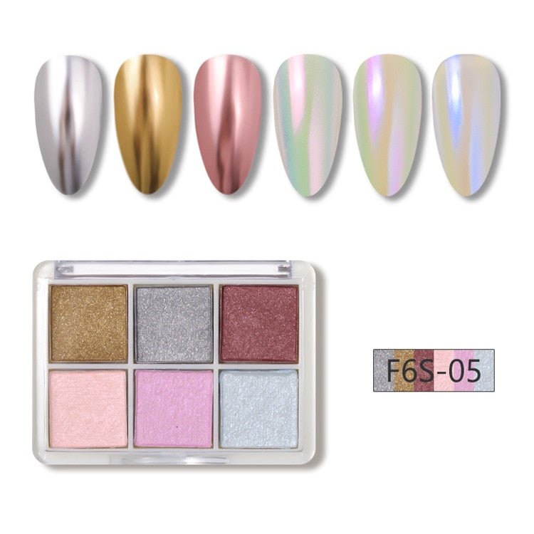 Mirror Nail Powder Glitter / 6 Colours - LightsBetter
