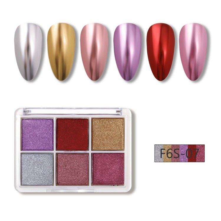 Mirror Nail Powder Glitter / 6 Colours - LightsBetter