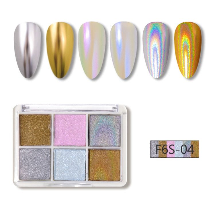 Mirror Nail Powder Glitter / 6 Colours - LightsBetter