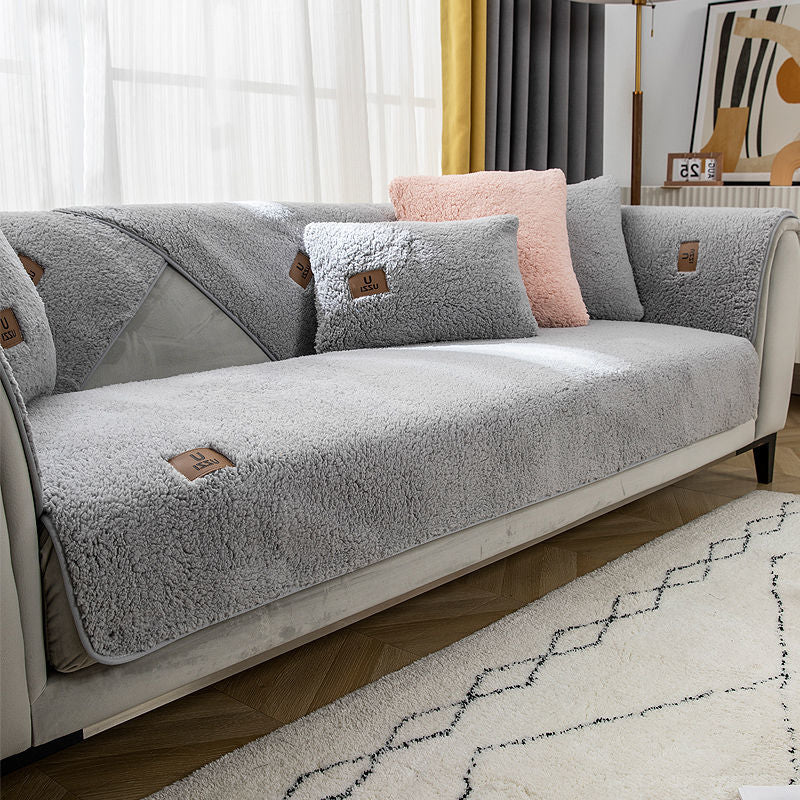 Non-Slip Wool Velvet Sofa Cover - LightsBetter