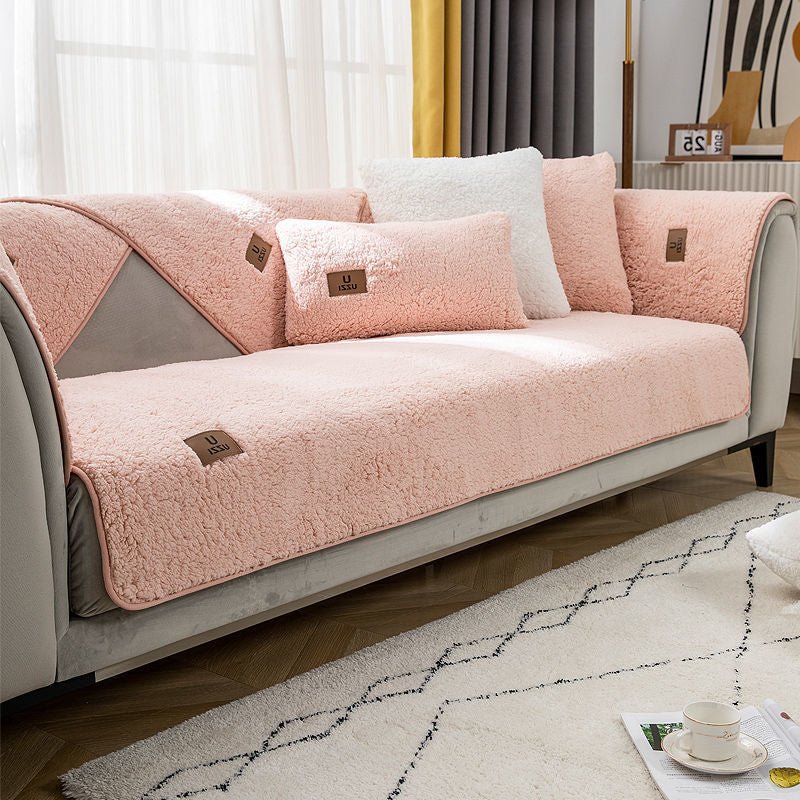 Non-Slip Wool Velvet Sofa Cover - LightsBetter