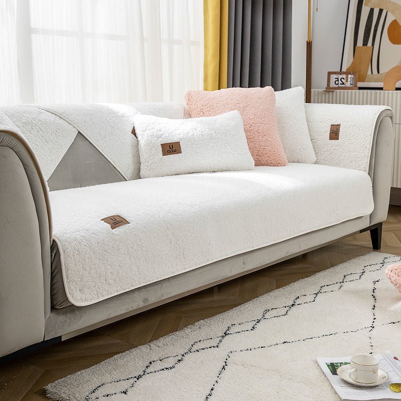 Non-Slip Wool Velvet Sofa Cover - LightsBetter