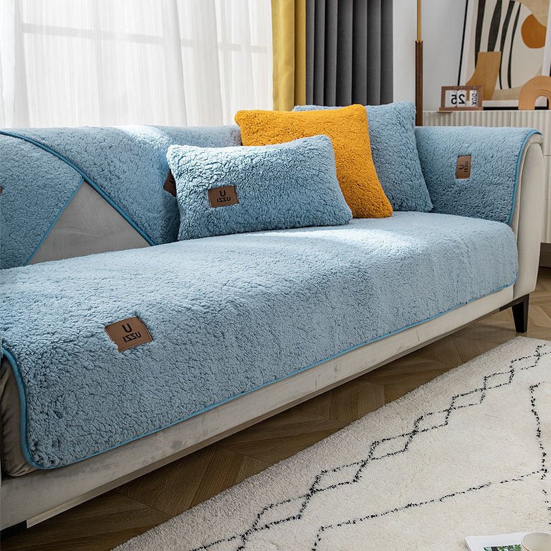 Non-Slip Wool Velvet Sofa Cover - LightsBetter