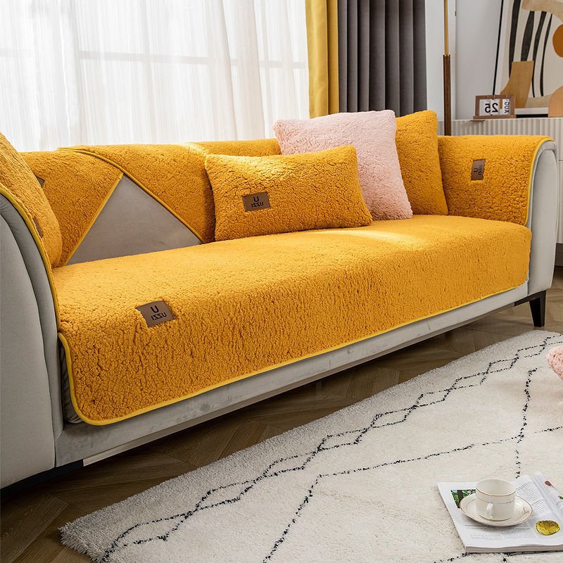 Non-Slip Wool Velvet Sofa Cover - LightsBetter