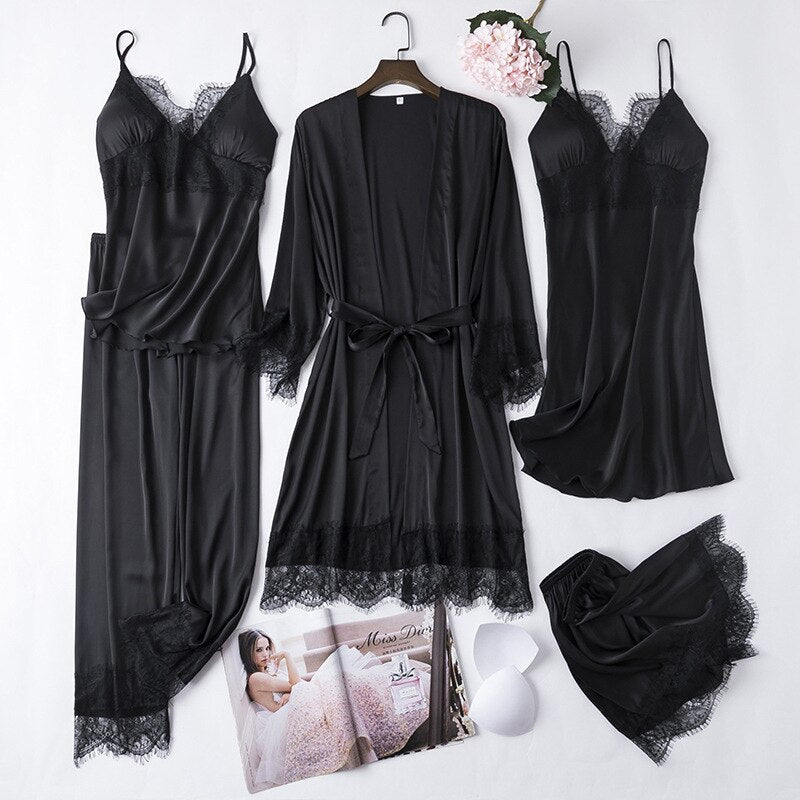 Silk Satin Lingerie 5PCS - LightsBetter