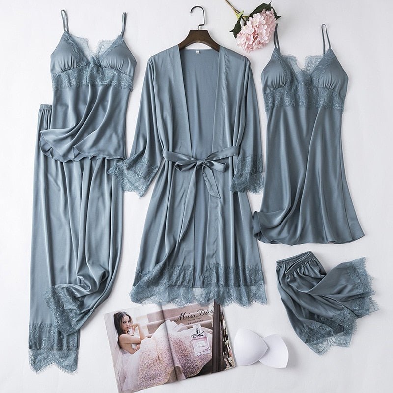 Silk Satin Lingerie 5PCS - LightsBetter