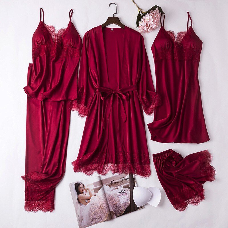 Silk Satin Lingerie 5PCS - LightsBetter